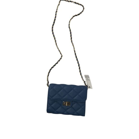 Quilted Chain Mini Purse Blue Ophelia Roe NEW gold chain strap - Picture 2 of 12